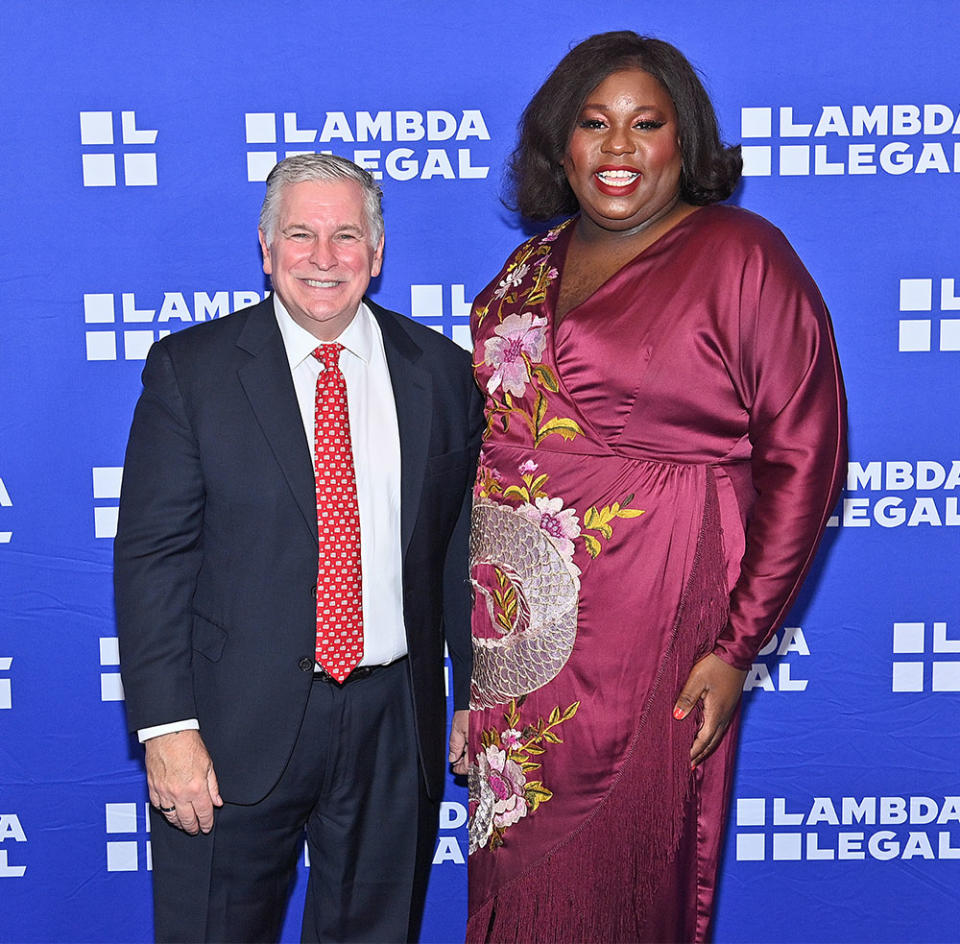 Kevin Jennings and Alex Newell attend Lambda Legal's 50th Anniversary at Moonlight Studios on October 18, 2023 in New York City.