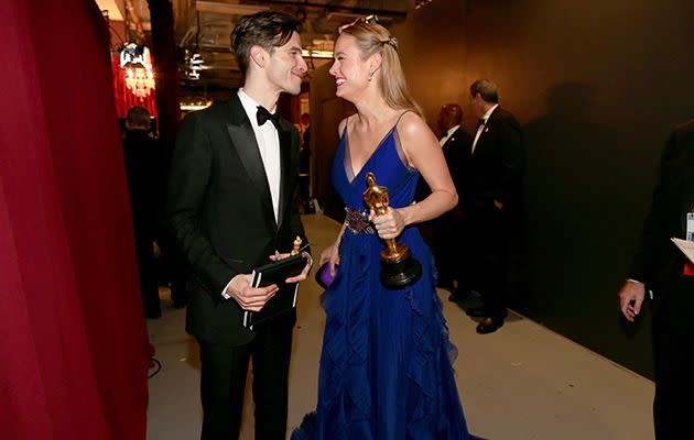 The adorable couple backstage at the Oscars.