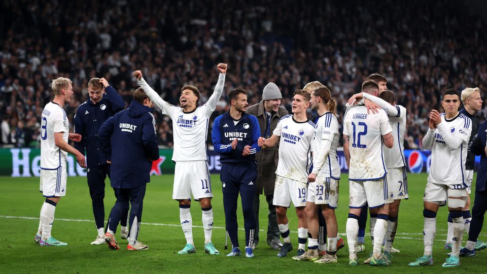 Copenhagen players celebrate after beating Manchester United. - Maja Hitij/Getty Images