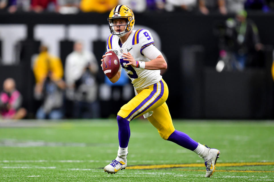 LSU's Joe Burrow carried his team to a college championship with toughness and improvisation. (Photo by Alika Jenner/Getty Images)