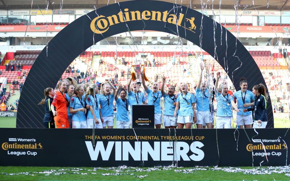 Manchester City beat Arsenal to win last season's Women's League Cup but Chelsea manager Emma Hayes would like the competition changed - Getty Images Europe