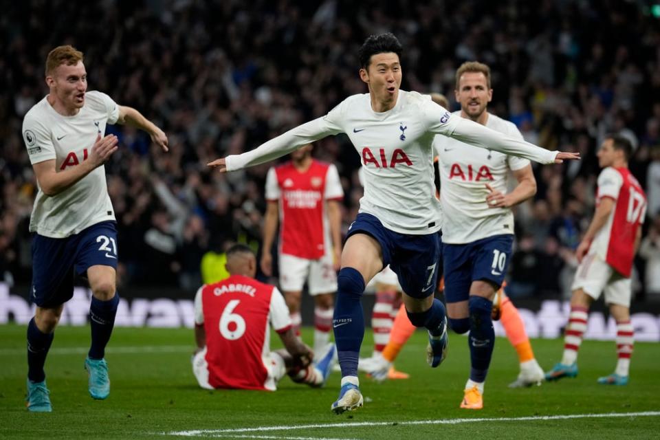 Son Heung-min celebrates after scoring (AP)