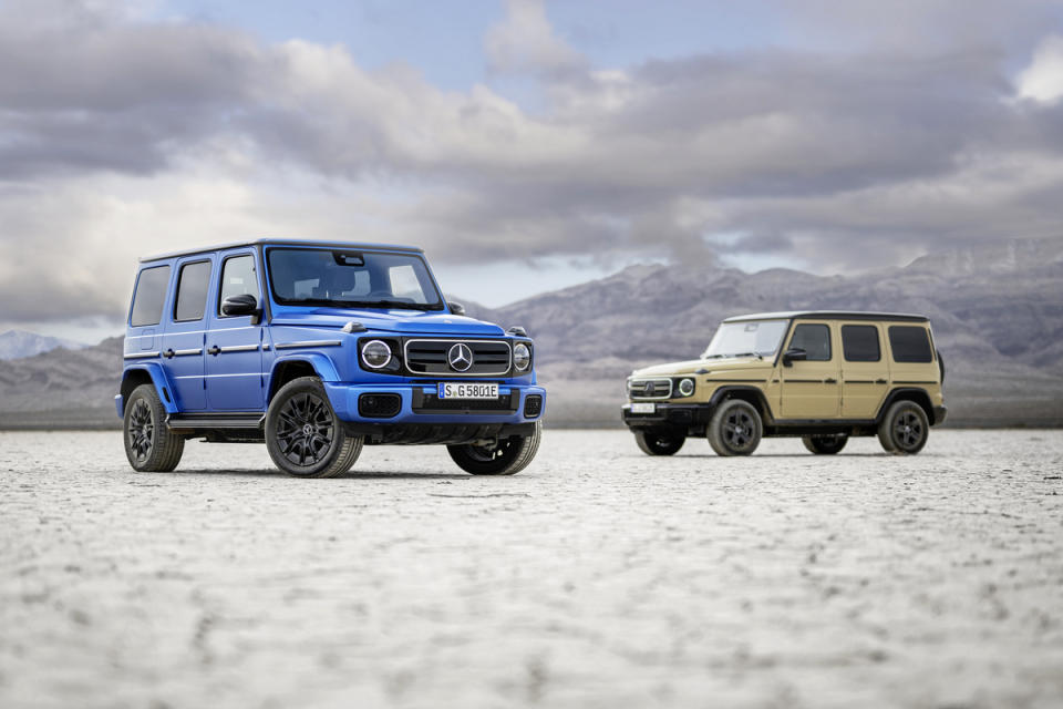 Mercedes-Benz All Electric G-Wagens - Blue and Tan Versions