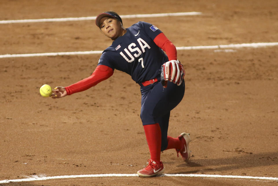 2021 Olympian Kelsey Stewart, one of two Black players on the pro softball team, was taken aback by the general manager's tweet. (Photo: Icon Sportswire via Getty Images)