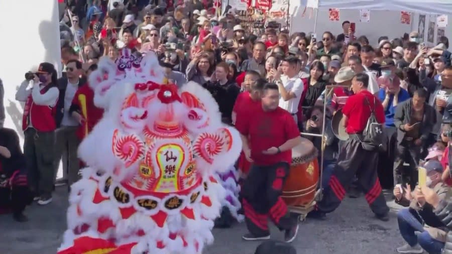 Attendees celebrating the Lunar New Year Festival in Monterey Park on Jan. 27, 2024. (KTLA)