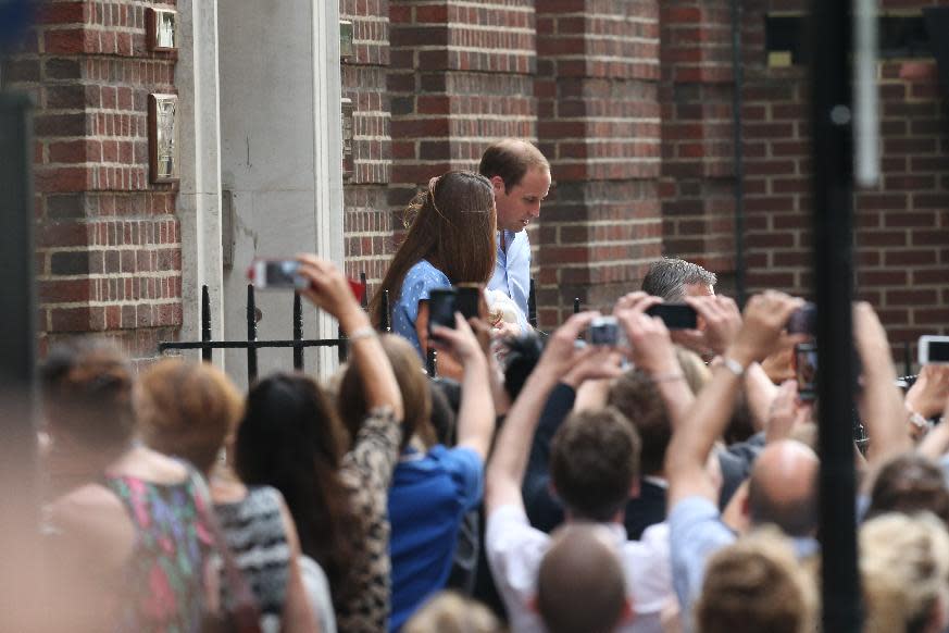 The Duke and Duchess of Cambridge leave the Lindo Wing of St Mary's Hospital in London, with their newborn son.