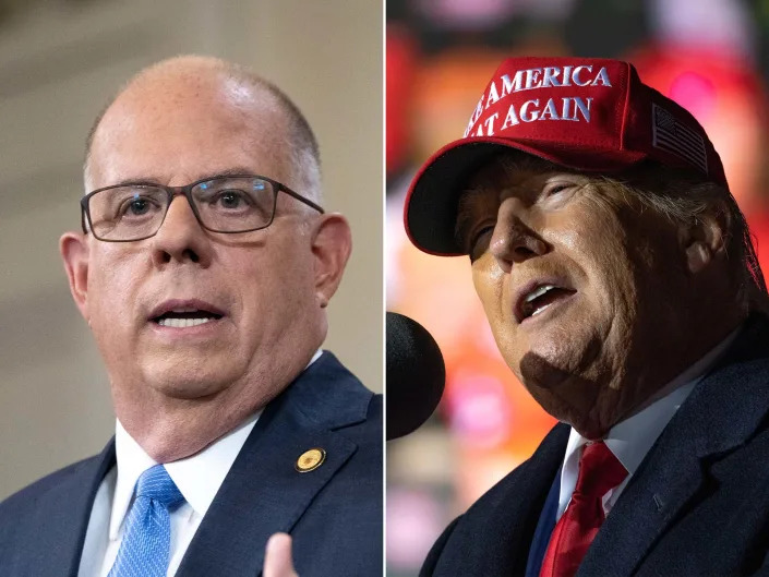 Maryland Governor Larry Hogan (left) and former President Donald Trump (right)