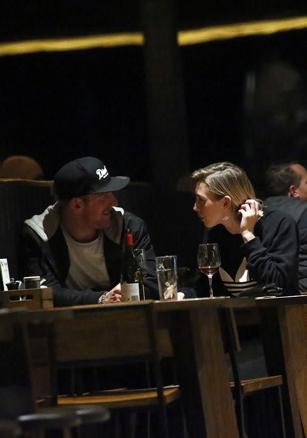 The pair chatted over wine on their night out. Source: Diimex