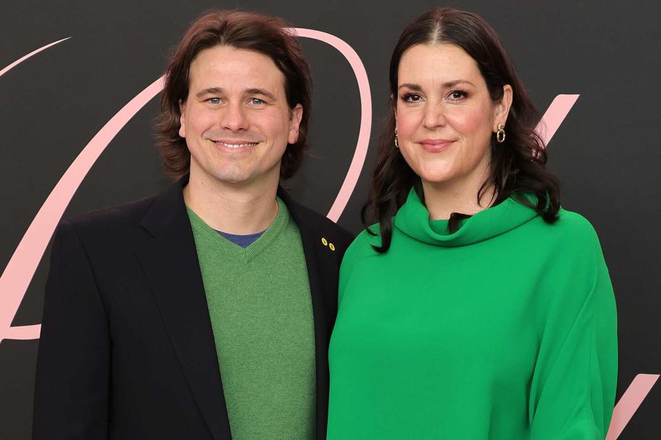 <p>Kayla Oaddams/WireImage</p> Jason Ritter and Melanie Lynskey