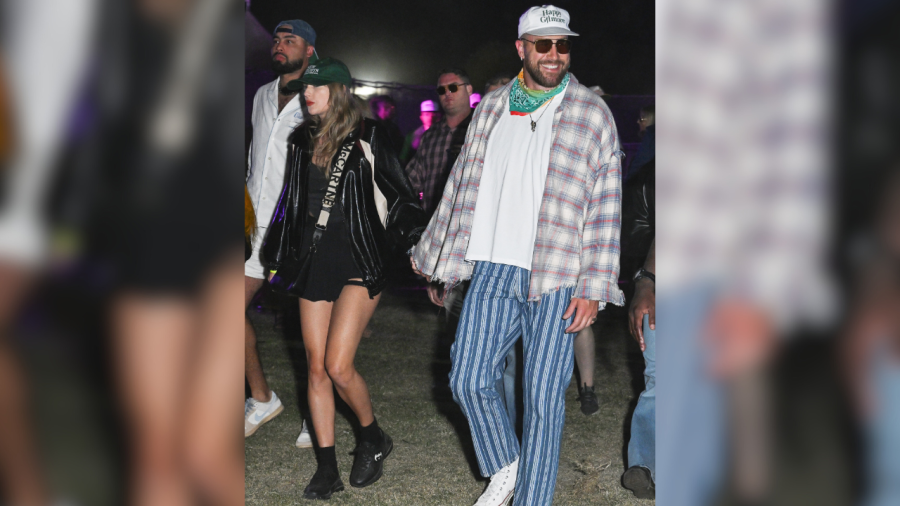 Taylor Swift and Travis Kelce at the Coachella Music and Arts Festival on April 13 in Thermal, California. (Gilbert Flores/Getty Images)