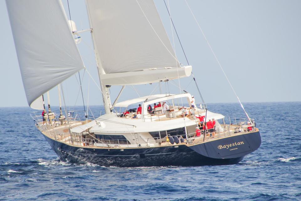 The 184-foot sailing yacht Bayesian is seen in an undated file photo provided by SuperYacht Times. / Credit: SuperYacht Times