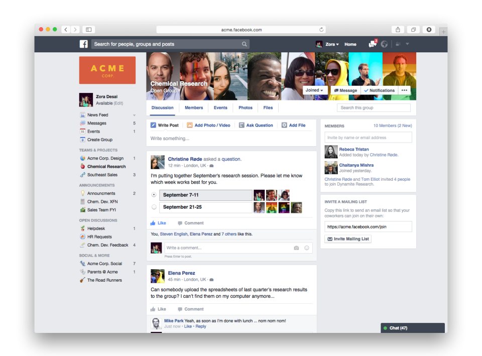 Facebook for Work