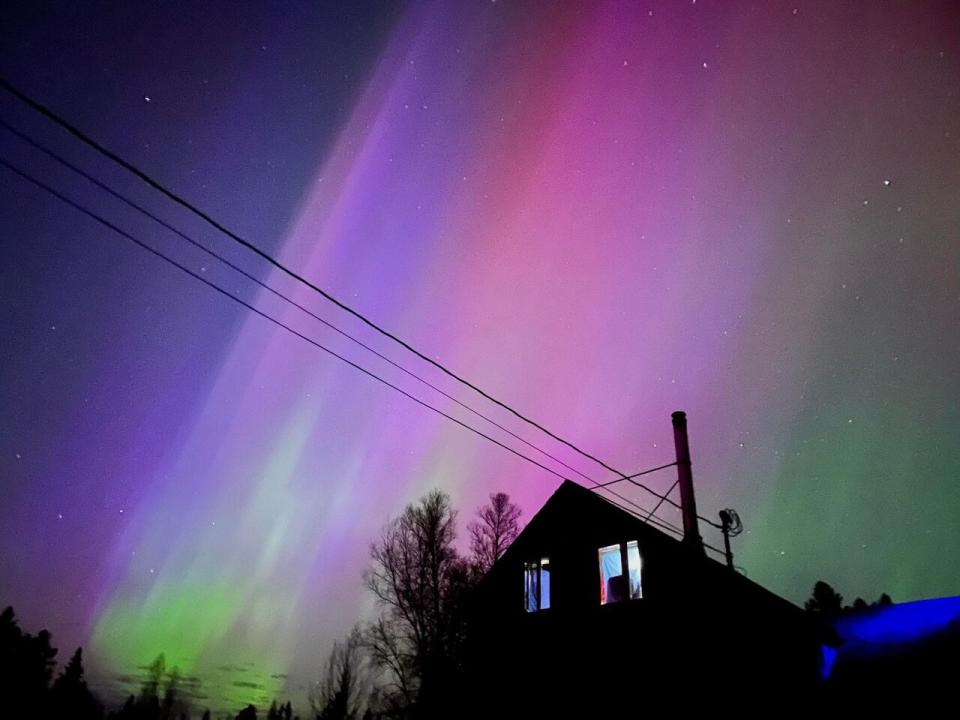 A full spectrum of aurora borealis colours as observed in Lower Cambridge, New Brunswick.