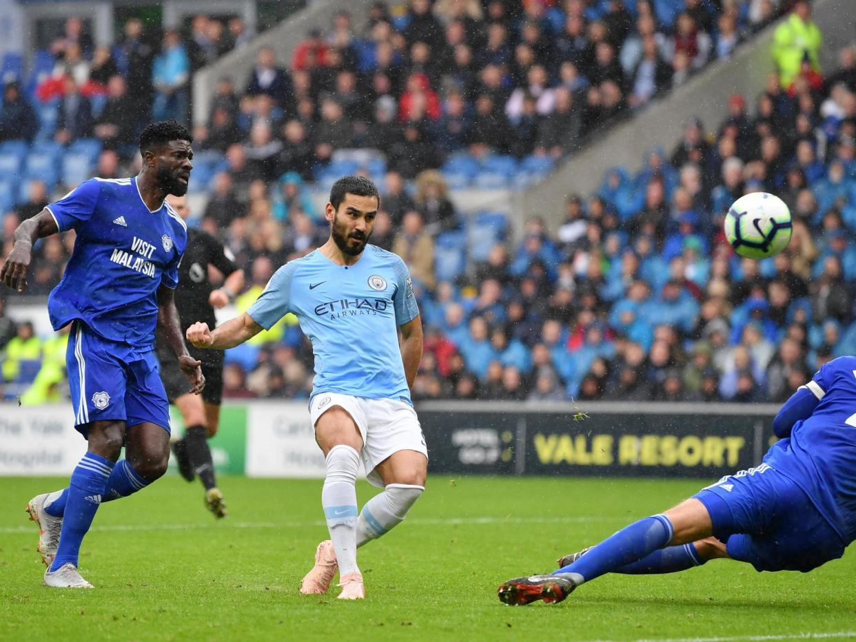 Ilkay Gundogan put in a magical performance for City in south Wales: Getty