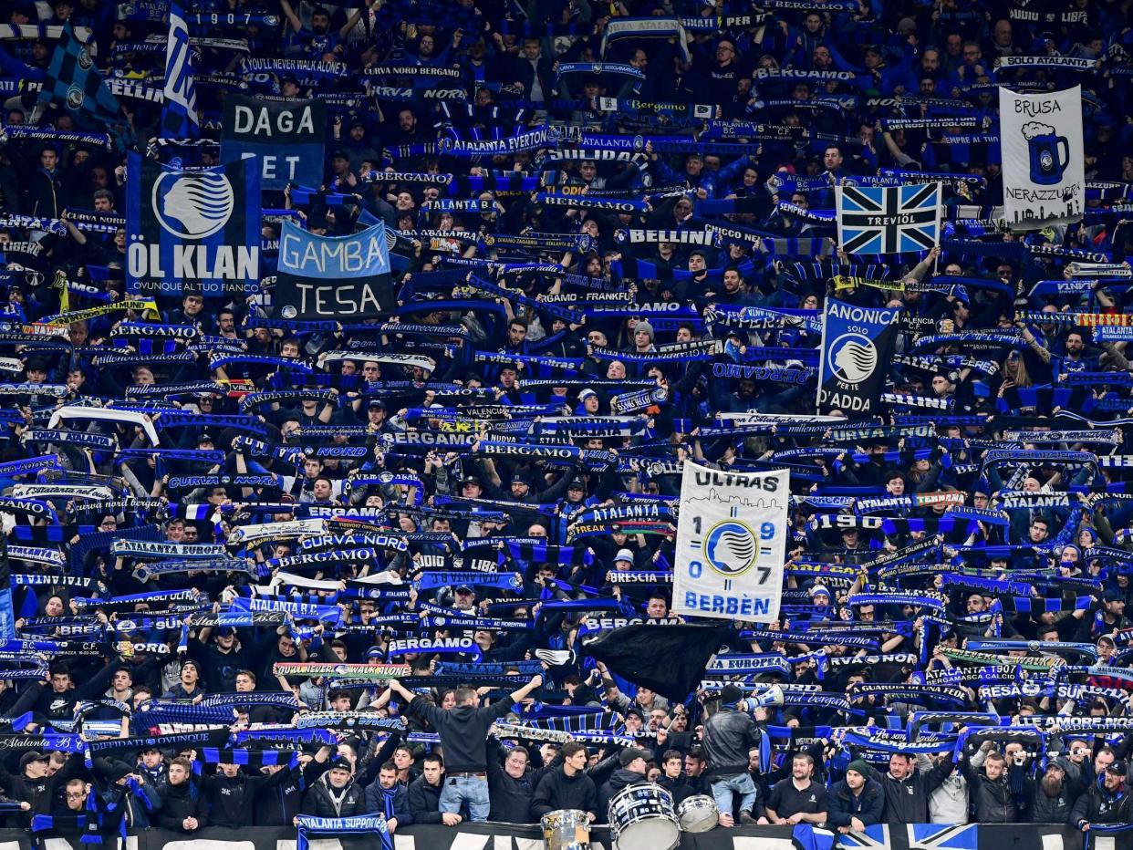 Atalanta fans at the San Siro: AFP via Getty Images