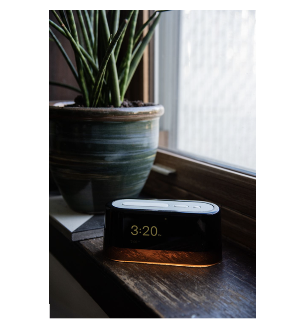 review loftie smart alarm clock 2023 in apartment plant