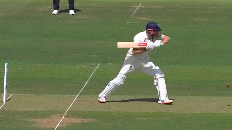 Jonny Bairstow was well forward of the crease by the time he stepped out to leave. Pic: Fox Sports