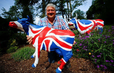 Gary Blackburn, a 53-year-old tree surgeon from Lincolnshire, Britain, is posing outside his British curiosities collection called "Little Britain" in Linz-Kretzhaus, south of Germany's former capital Bonn, Germany, August 24, 2017. REUTERS/Wolfgang Rattay