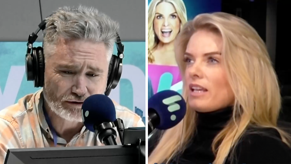 Hughesy and Erin Molan speaking on the radio.