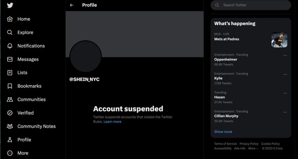 Accounts accused of impersonating the Shein brand have been suspended.
