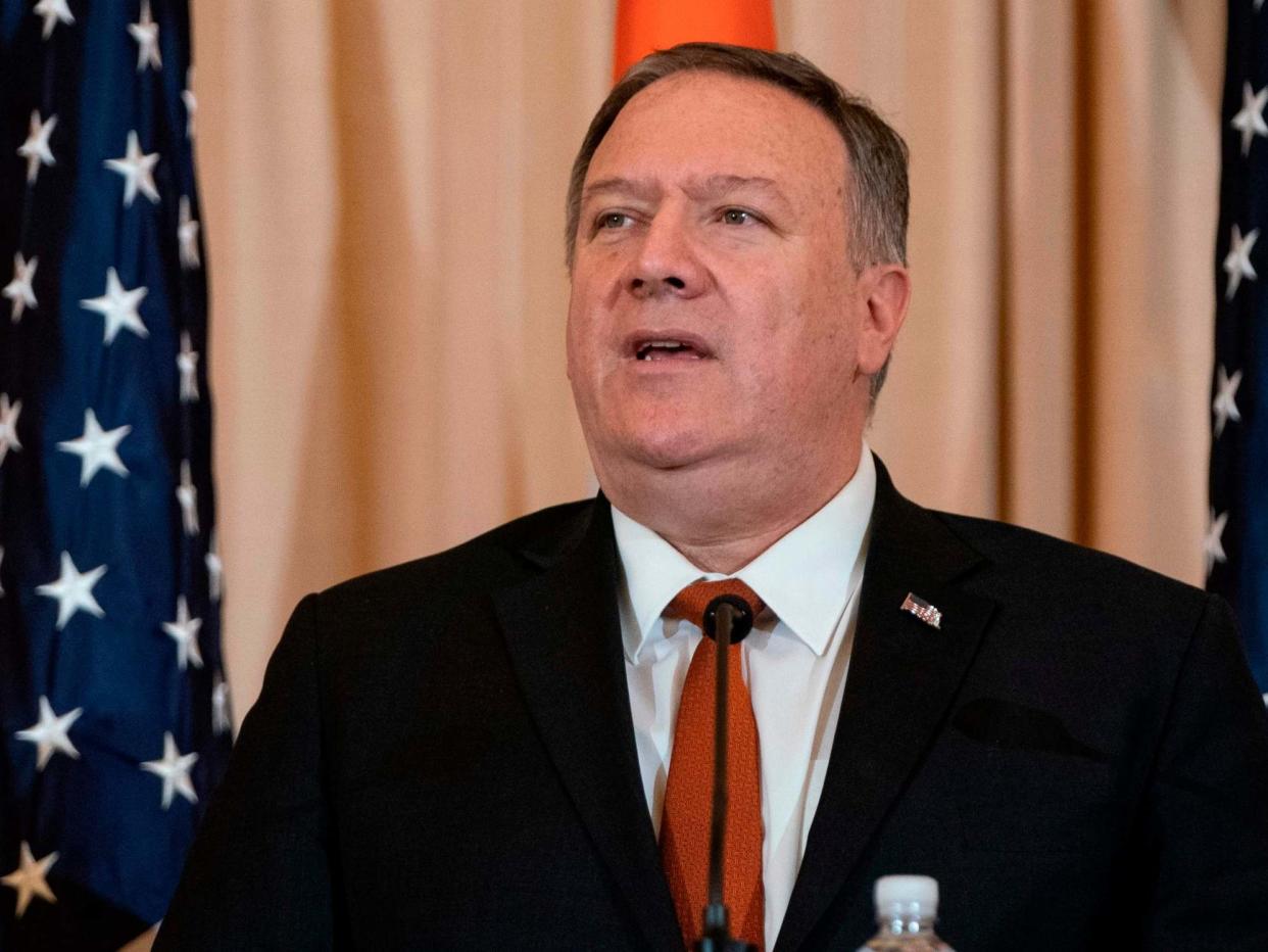 US secretary of state Mike Pompeo participates in a press conference with Indian ministers: AFP/Getty