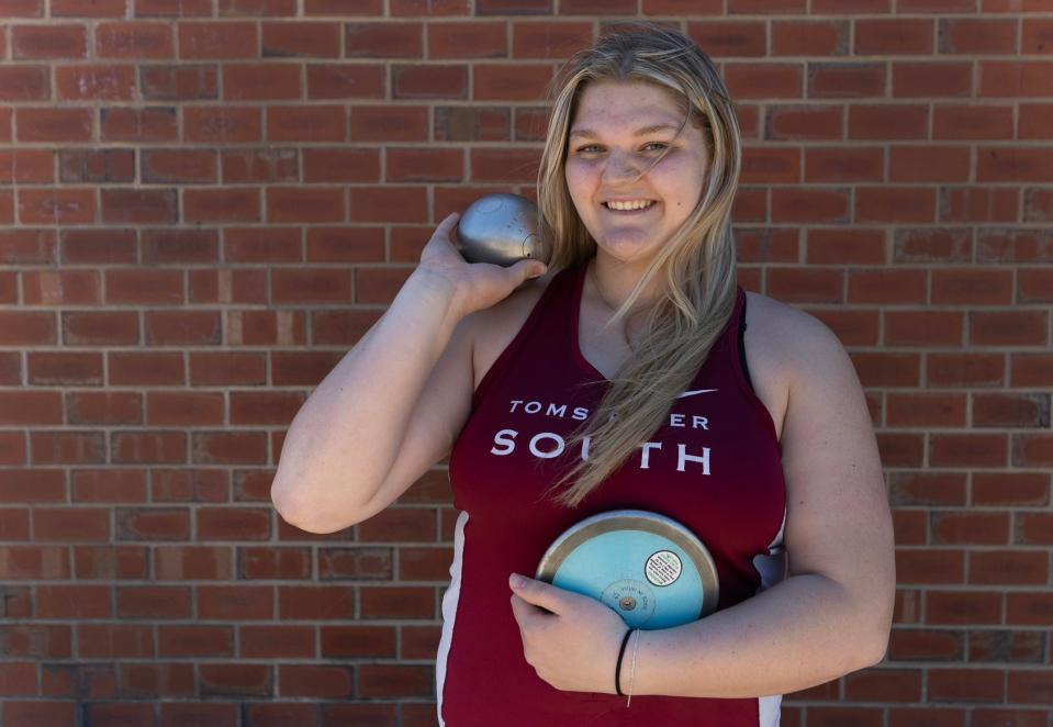 Toms River South’s Julia Santos who throw shot put and discus for the high school.