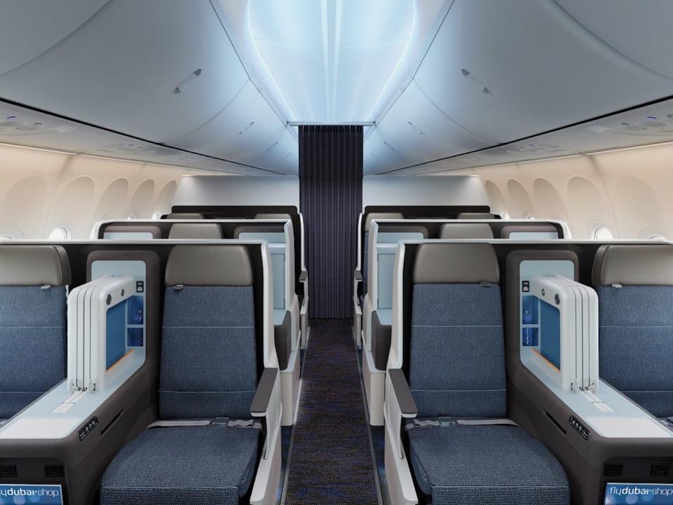 Flydubai's first lie-flat business class seat.