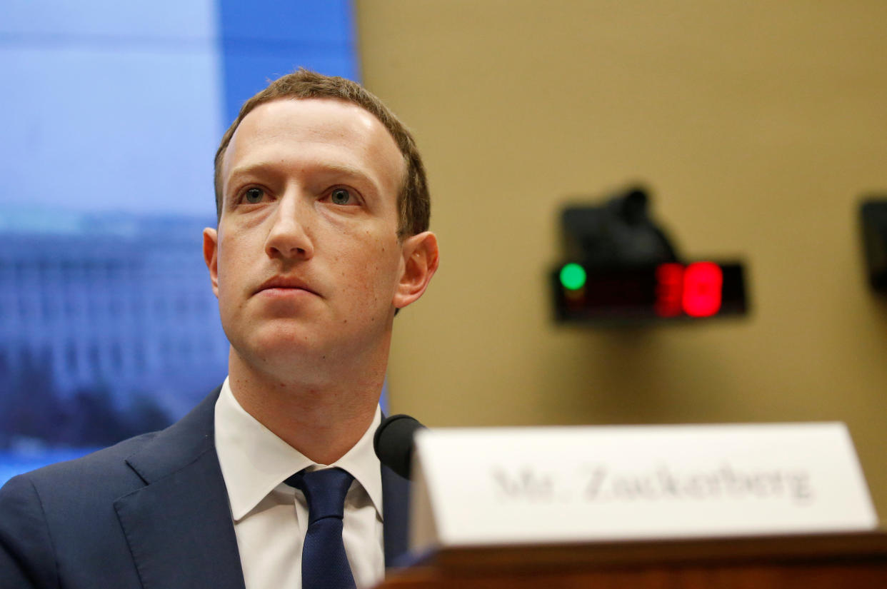 Facebook CEO Mark Zuckerberg testifies for a House Energy and Commerce Committee hearing regarding the company's use and protection of user data on Capitol Hill in Washington, U.S., April 11, 2018. REUTERS/Leah Millis