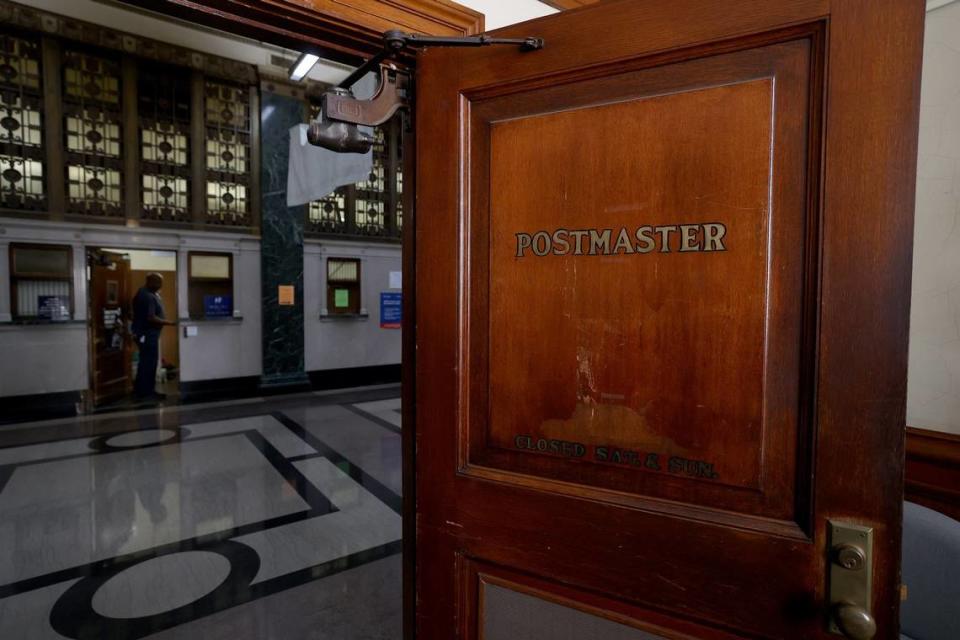 The city’s Postmaster once kept office in the downtown Fort Worth post office. The office is now closed and is used as storage.