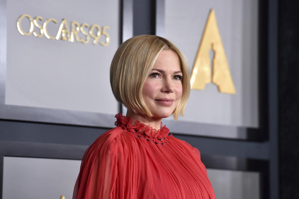 Michelle Williams arrives at the Governors Awards on Saturday, Nov. 19, 2022, at Fairmont Century Plaza in Los Angeles. (Photo by Jordan Strauss/Invision/AP)