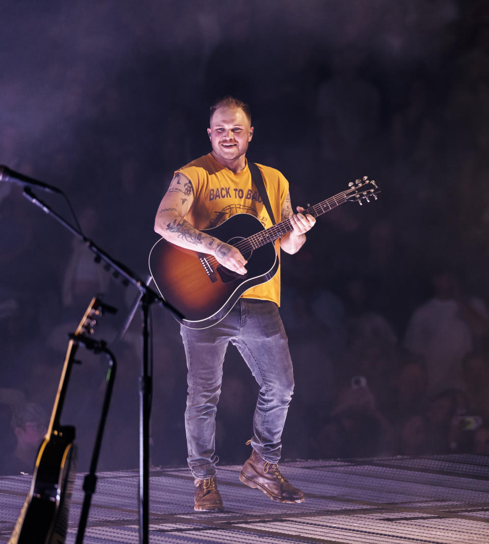 Zach Bryan performs onstage at Crypto.com Arena on June 2, 2024 in Los Angeles, California.