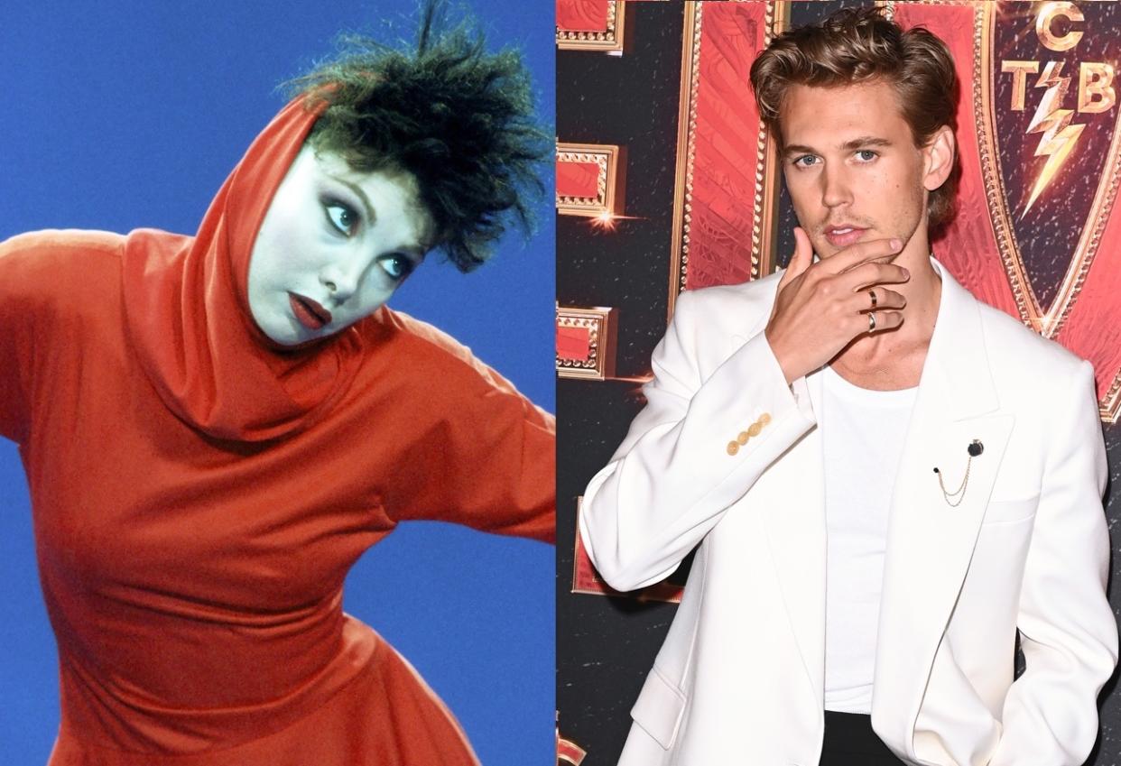 Toni Basil in the '80s; Austin Butler at an 'Elvis' screening in 2022. (Photos: Getty Images)