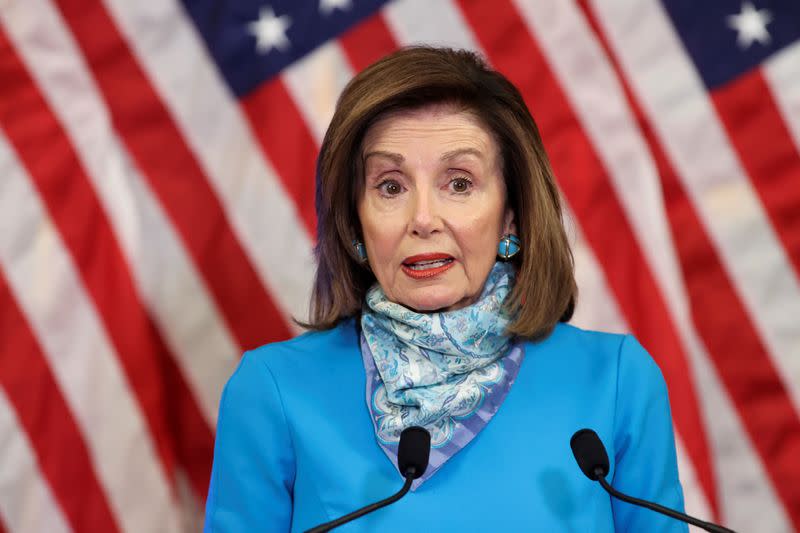 U.S. House Speaker Pelosi speaks about the coronavirus response during news conference on Capitol Hill in Washington