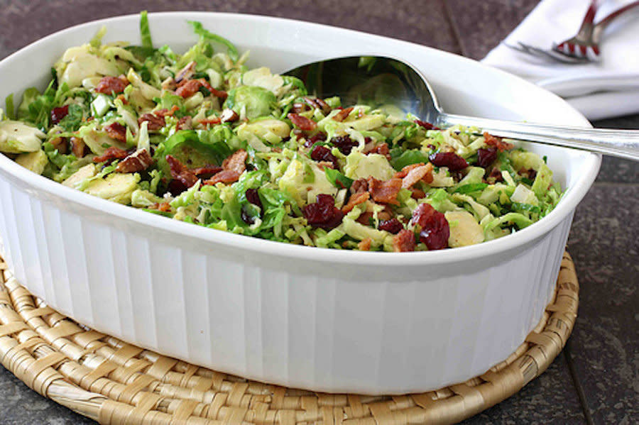 <strong>Get the <a href="http://www.cookincanuck.com/2010/11/shredded-brussels-sprouts-with-bacon/" target="_blank">Shredded Brussels Sprouts with Bacon, Cranberries & Pecans recipe</a> by Cookin' Canuck</strong>