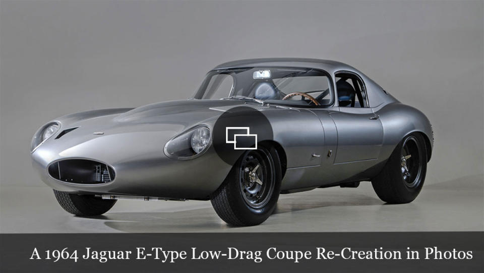 A re-creation of a 1964 Jaguar E-Type Low-Drag Coupe.