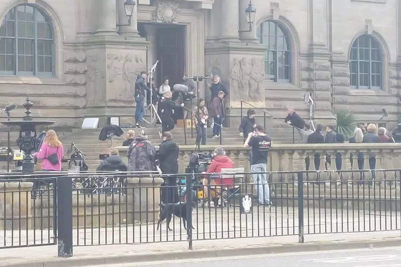 Vera film crews at South Shields Town Hall