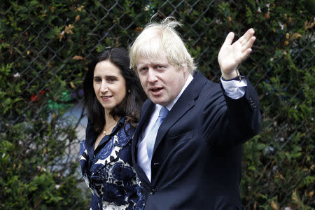 London Mayor Boris Johnson arrives to vote for London's mayor with his wife Marina Wheeler at his local polling station in Islington, London, May 3, 2012. REUTERS/Stefan Wermuth/Files