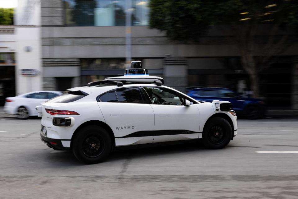 A Waymo autonomous car on the streets of San Francisco in November 2023.  Photo: Jason Henry/AFP via Getty Images. 