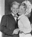 <p>Brazilian singer Carmen Miranda and her producer husband, David Alfred Sebastian, couldn't look happier leaving the Church of the Good Shepherd in Beverly Hills following their nuptials. </p>