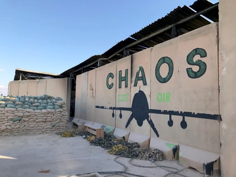 Blast walls of a sleeping quarters for U.S. soldiers are seen at Ain al-Asad air base in Anbar province