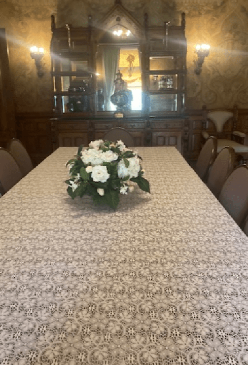 A dining room inside the Deere Wiman House in Moline.