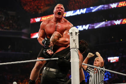 Brock Lesnar wrestles Dean Ambrose on Sunday at WrestleMania 32 in Dallas. 