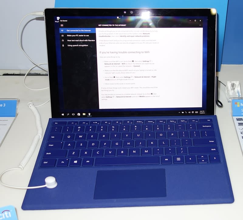 The Microsoft Surface Pro 4 features a 6th generation Intel Core i7-6650U (2.2GHz, 4MB cache), 8GB of RAM, and a 256GB SSD. Its 12.3-inch, 2,736 x 1,824 pixels display has a higher resolution than the previous-gen Surface Pro 3 and still be thinner than it. Priced at $2,499, the Type Cover keyboard comes free (only for Intel Core i7 models)! In addition, exclusive for Citibank credit card holders, a free 64GB SanDisk Connect Wireless Stick can be redeemed at the show. Last of all, a free designer Microsoft Bluetooth mouse (worth $45) is bundled with any purchase of the Microsoft Surface Pro 4.