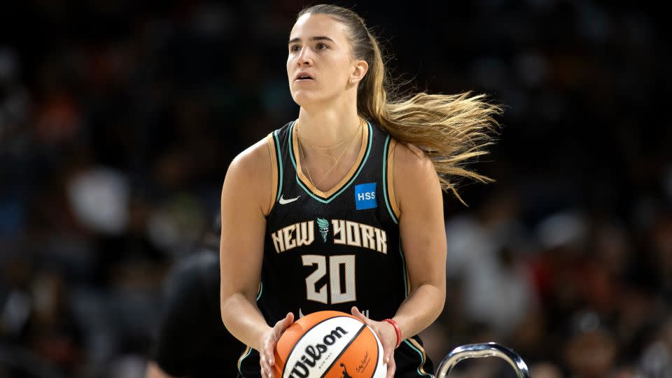 Ionescu competes in the WNBA All-Star three-point contest. - Ellen Schmidt/AP