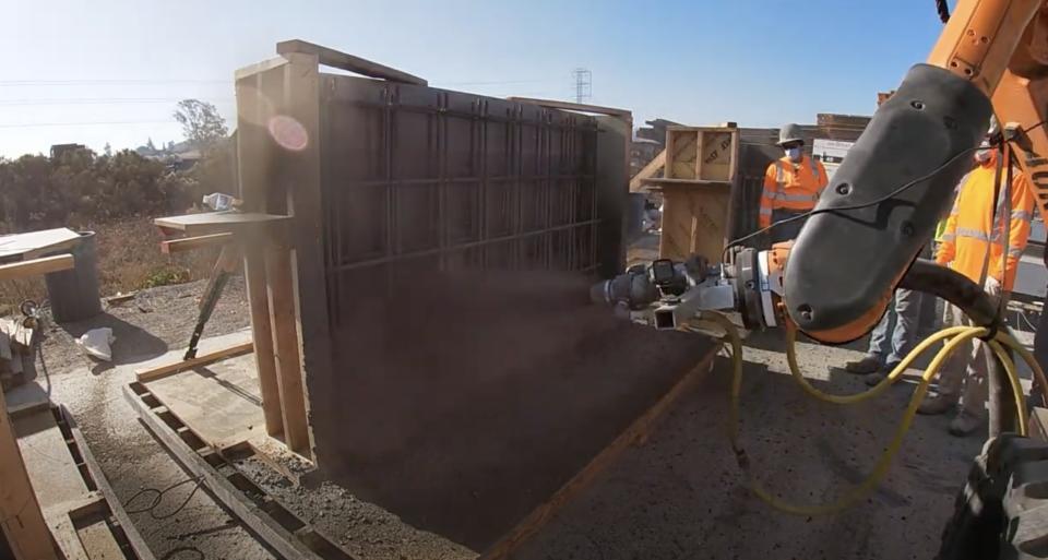 Robot arm at construction site