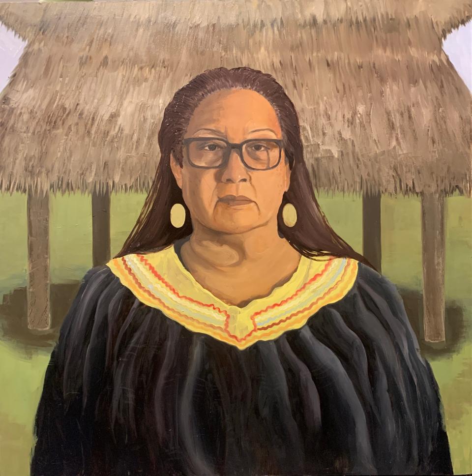 “Carolyn” by Alyssa Osceola is featured in the “Reclaiming Home: Contemporary Seminole Art” at The Ringling.