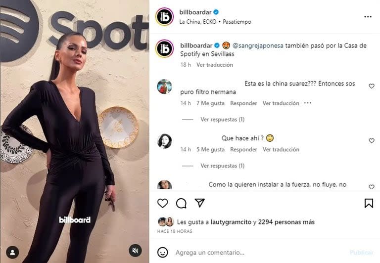 La China Suárez y Rusherking coincidieron en dos eventos en Sevilla, España (Foto: captura Instagram)