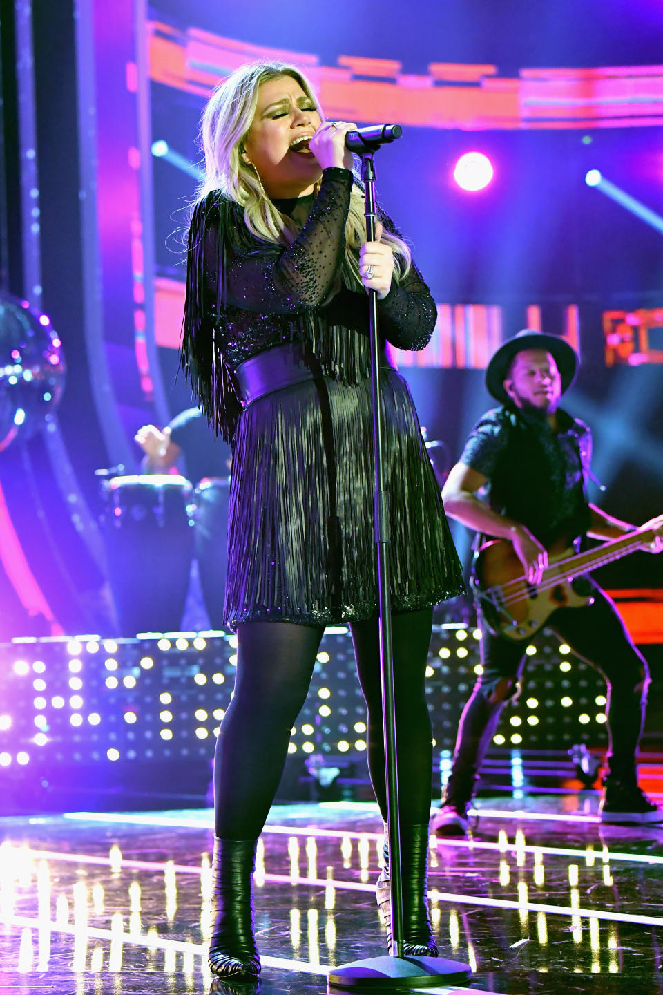 Kelly Clarkson performs at the 2018 CMT Music Awards at Bridgestone Arena in Nashville. (Photo by Jeff Kravitz/FilmMagic)