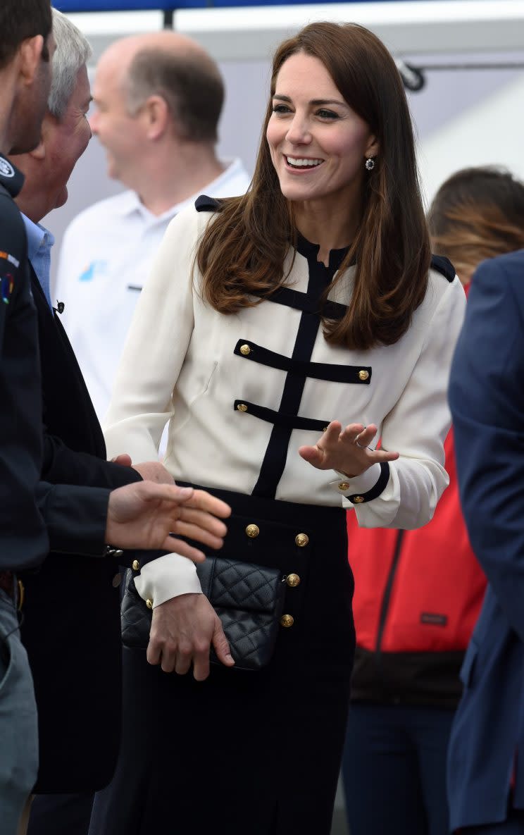 It's not the first time Kate has chosen to wear a military-inspired outfit. [Photo: PA Images]