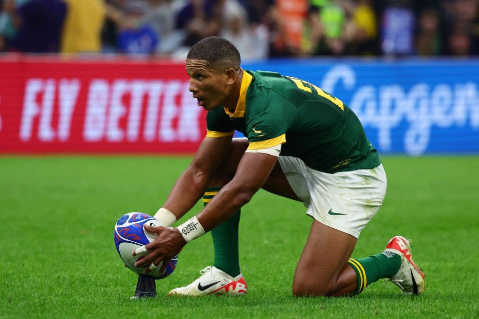 Manie Libbok’s goal-kicking will come under scrutiny against France (AFP via Getty Images)